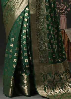 Green Georgette Saree With Blouse Piece