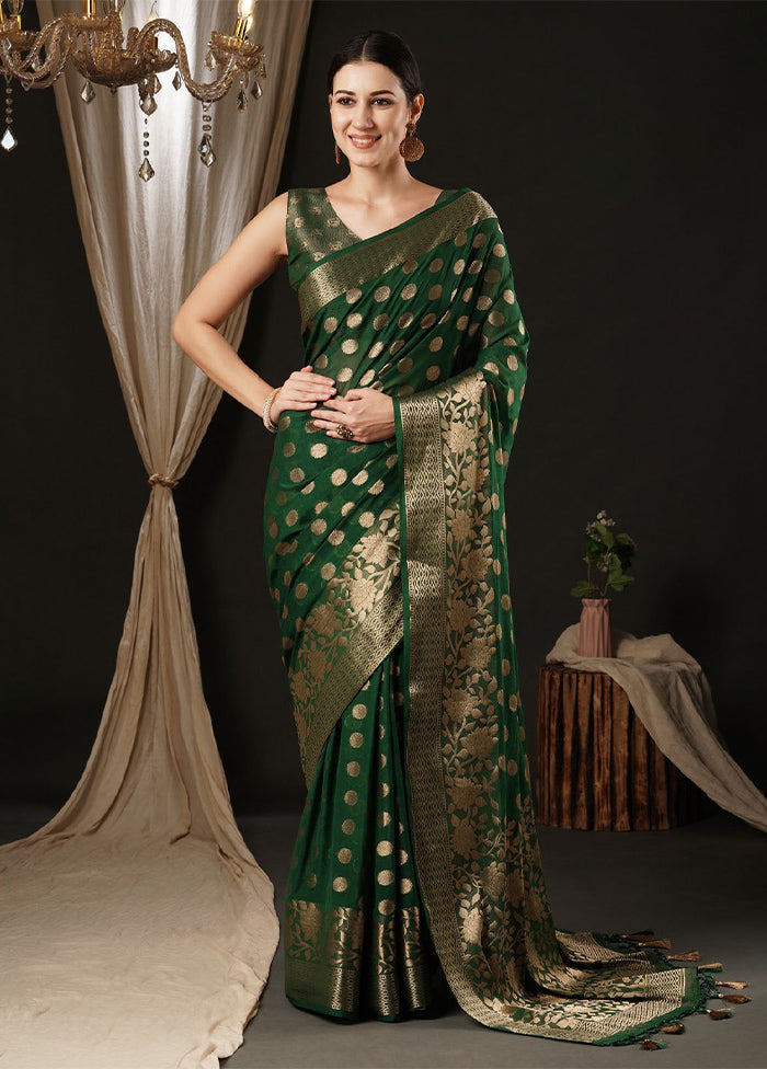 Green Georgette Saree With Blouse Piece