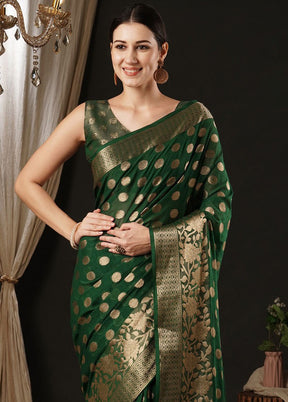 Green Georgette Saree With Blouse Piece