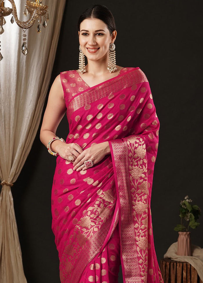 Pink Georgette Saree With Blouse Piece