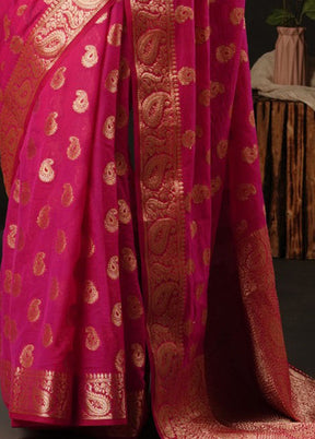 Pink Georgette Saree With Blouse Piece