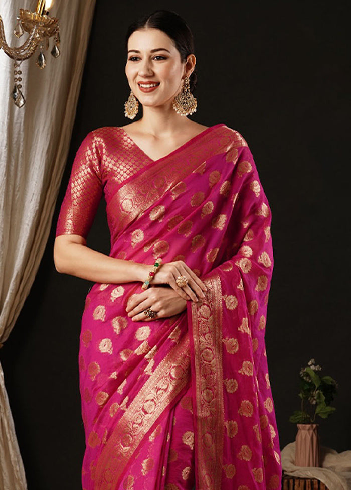 Pink Georgette Saree With Blouse Piece