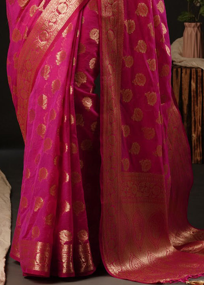 Pink Georgette Saree With Blouse Piece