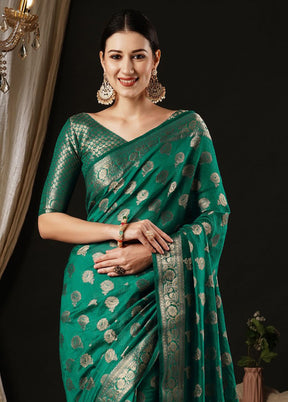 Sea Green Georgette Saree With Blouse Piece