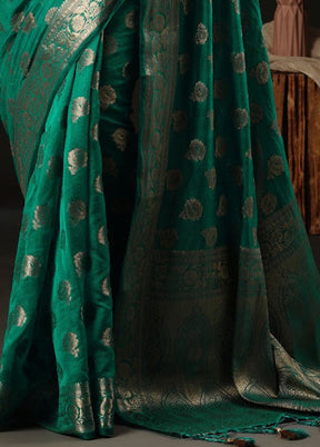 Sea Green Georgette Saree With Blouse Piece