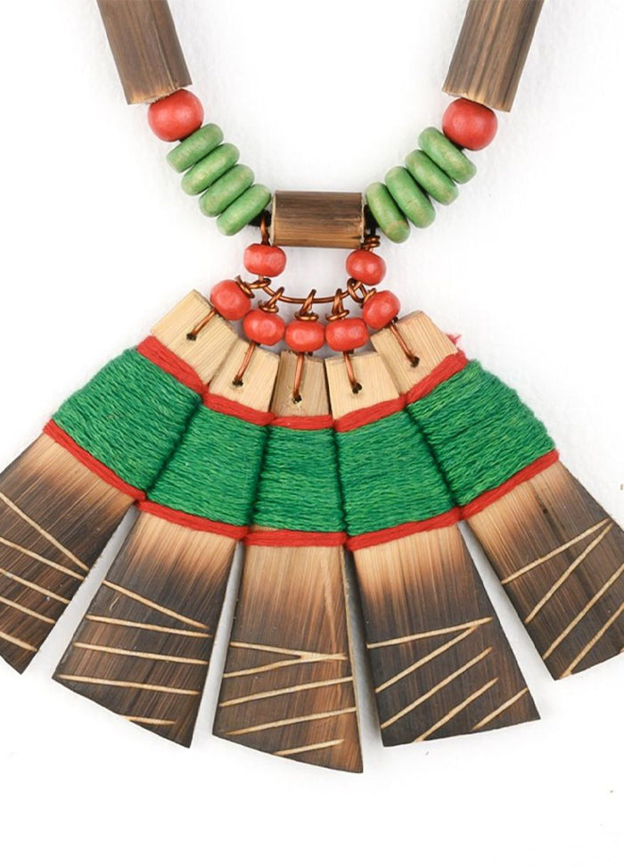 Handmade Green Red Bamboo Tribal Jewellery Set