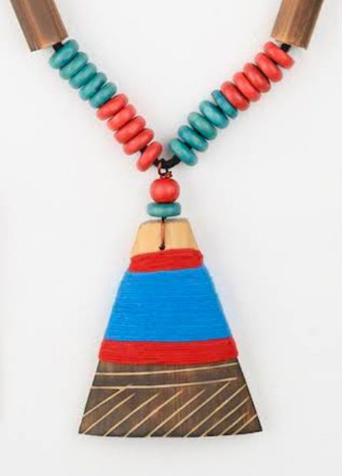 Handmade Blue Red Bamboo Tribal Jewellery Set - Indian Silk House Agencies