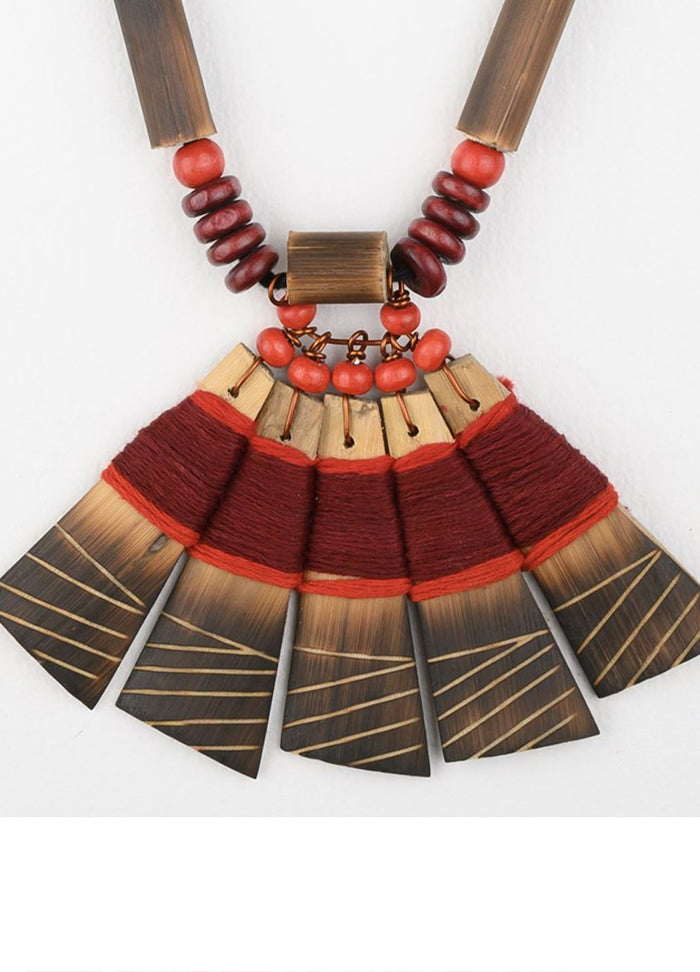 Handmade Maroon Red Bamboo Tribal Jewellery Set - Indian Silk House Agencies