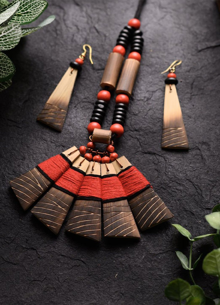 Handmade Red Black Bamboo Tribal Jewellery Set - Indian Silk House Agencies