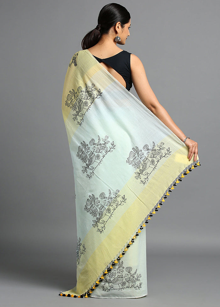 Blue Pure Cotton Saree With Blouse Piece