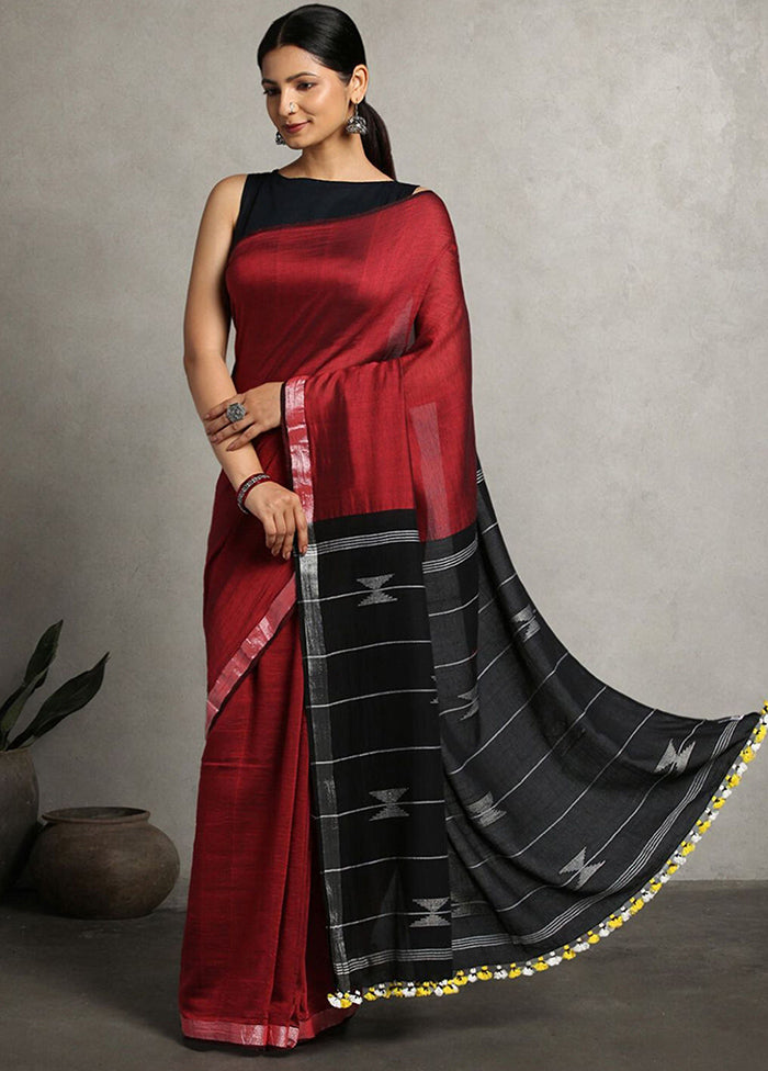 Black Pure Cotton Saree With Blouse Piece