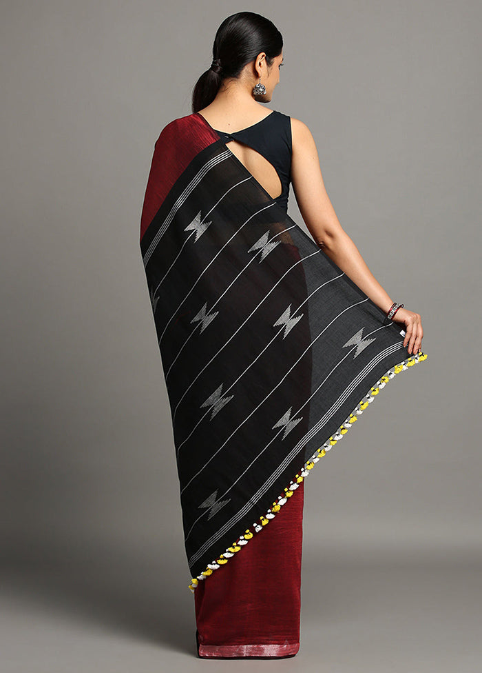 Black Pure Cotton Saree With Blouse Piece