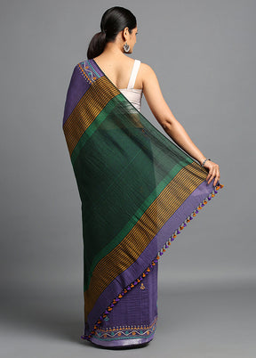 Violet Pure Cotton Saree With Blouse Piece