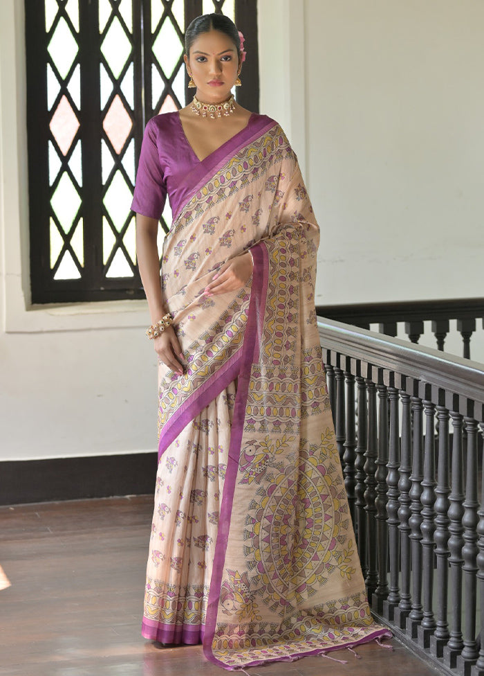 Green Tussar Silk Saree With Blouse Piece