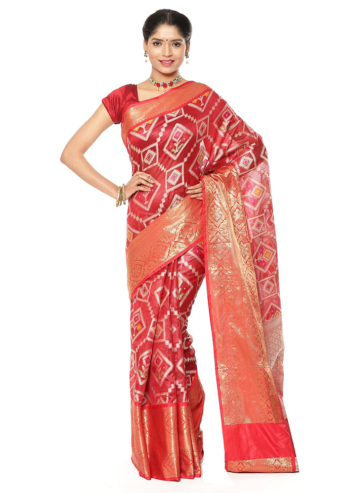 Maroon Silk Zari Saree Without Blouse Piece - Indian Silk House Agencies