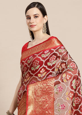 Maroon Silk Saree With Blouse Piece - Indian Silk House Agencies
