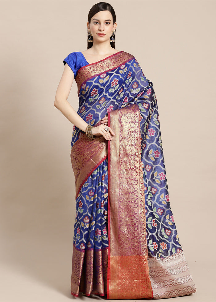 Blue Silk Saree With Blouse Piece