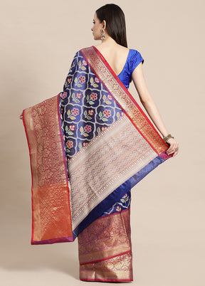 Blue Silk Saree With Blouse Piece