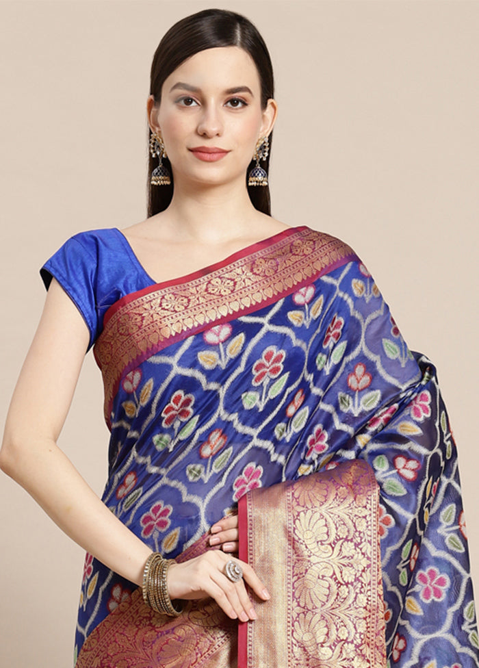 Blue Silk Saree With Blouse Piece