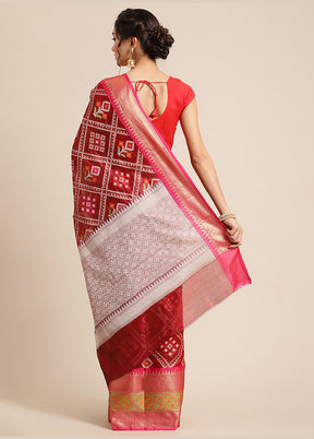 Maroon Silk Saree With Blouse Piece