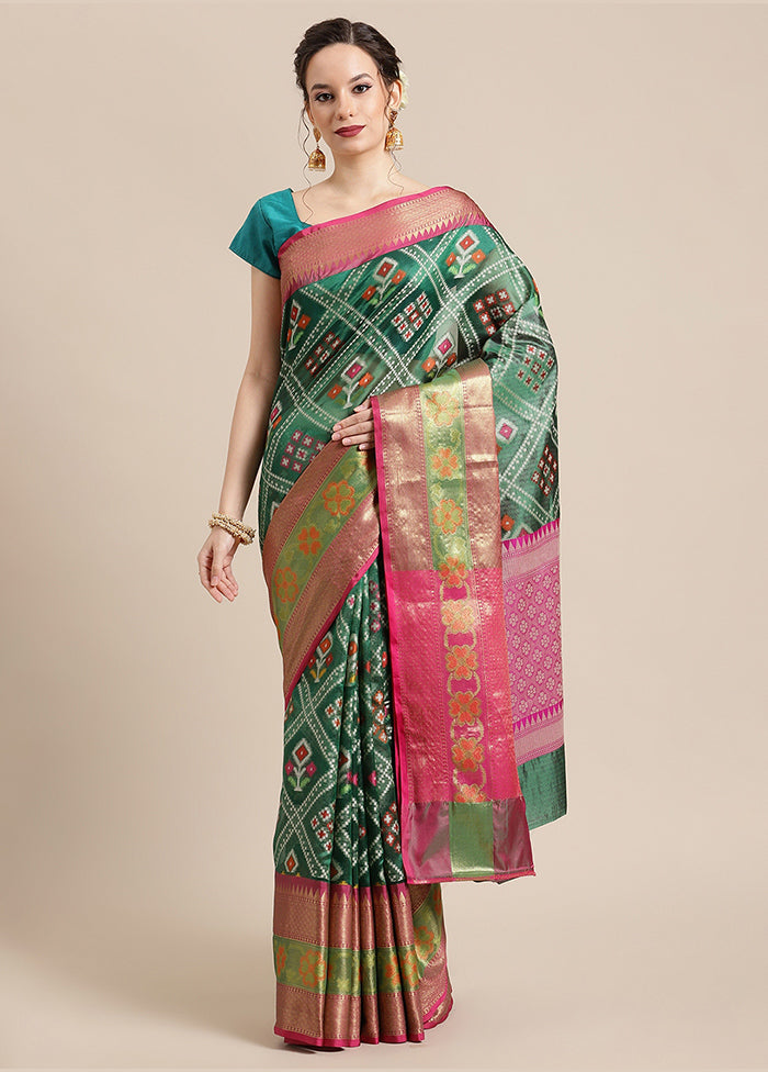 Green Silk Saree With Blouse Piece