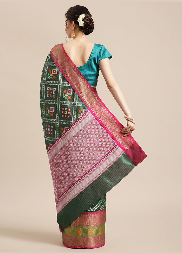 Green Silk Saree With Blouse Piece