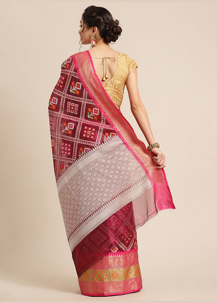 Magenta Silk Saree With Blouse Piece