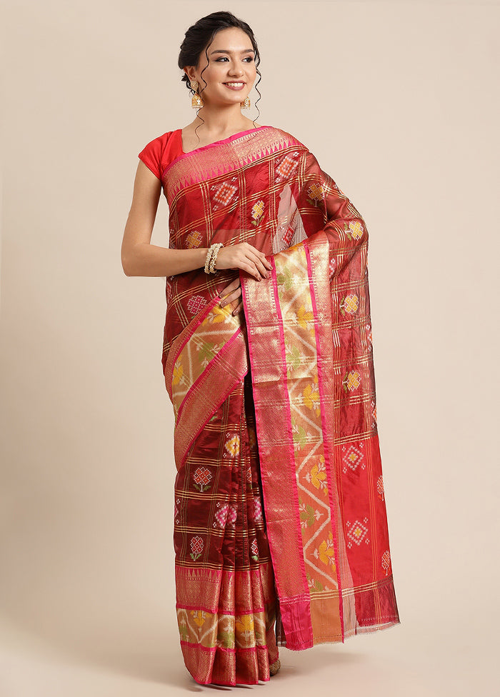 Maroon Silk Saree With Blouse Piece - Indian Silk House Agencies