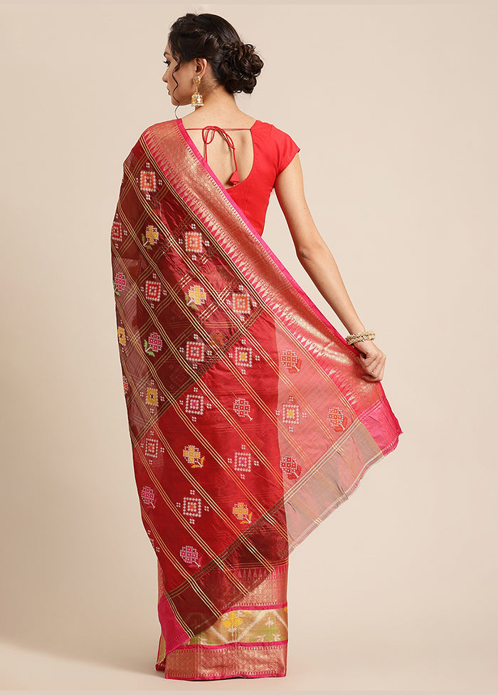 Maroon Silk Saree With Blouse Piece