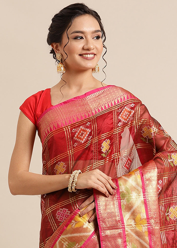 Maroon Silk Saree With Blouse Piece