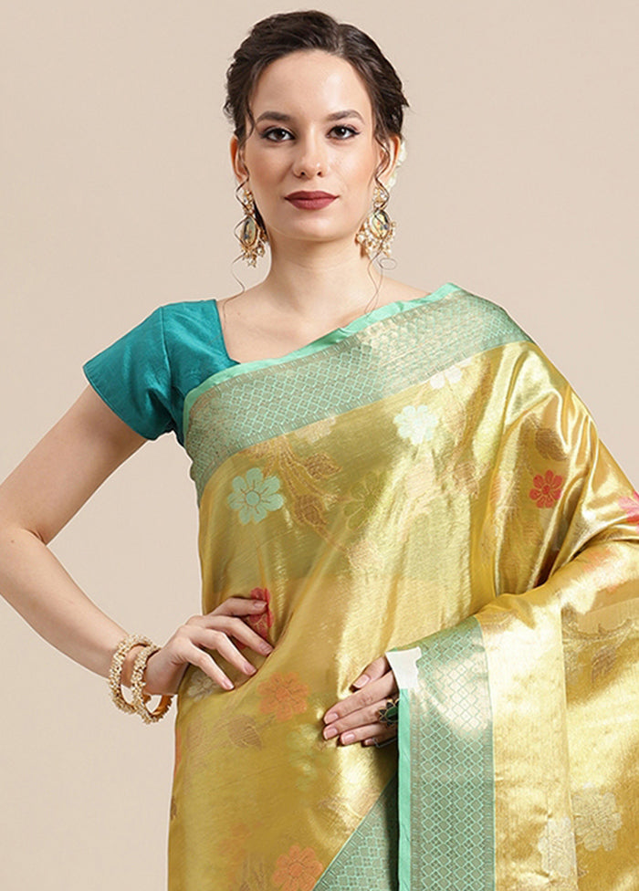 Gold Silk Saree With Blouse Piece