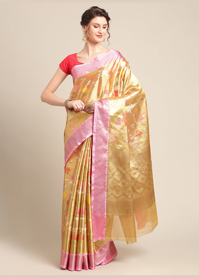 Gold Silk Saree With Blouse Piece - Indian Silk House Agencies