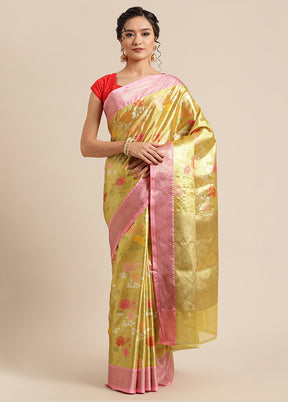 Gold Silk Saree With Blouse Piece