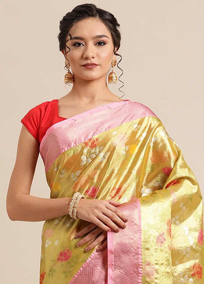 Gold Silk Saree With Blouse Piece - Indian Silk House Agencies