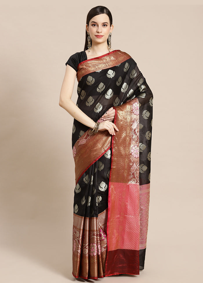 Black Silk Saree With Blouse Piece