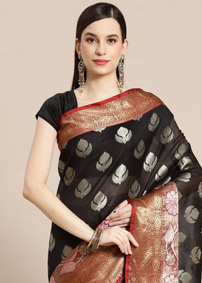 Black Silk Saree With Blouse Piece