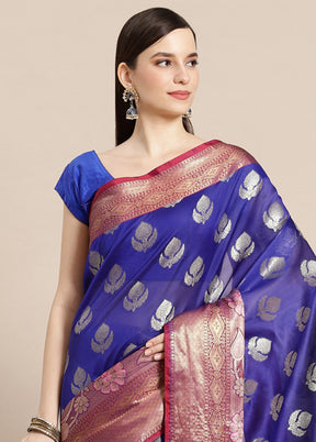 Blue Silk Saree With Blouse Piece