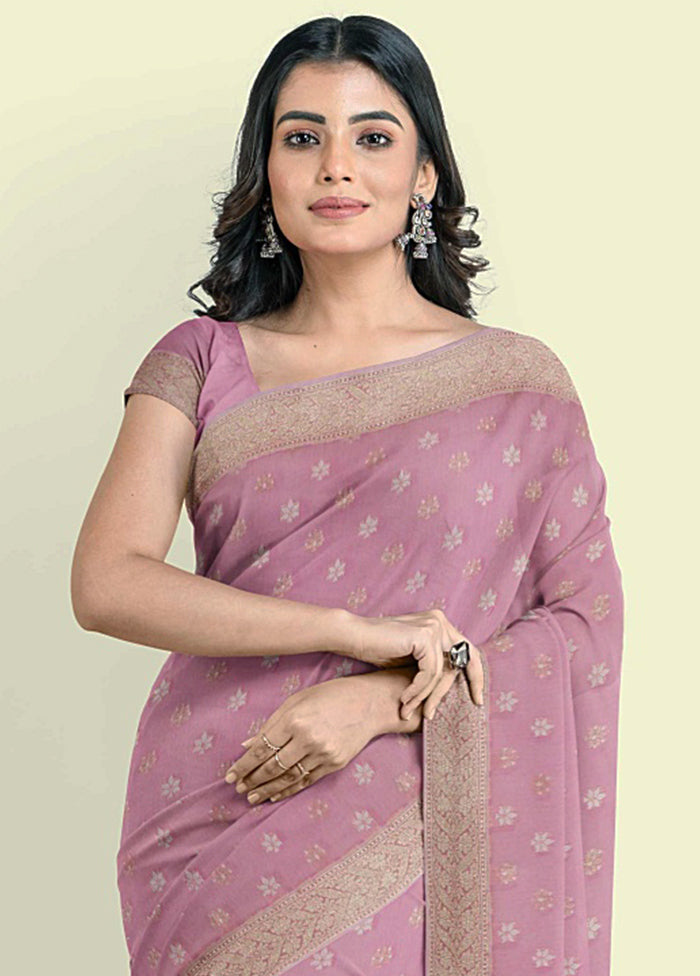 Pink Cotton Saree With Blouse Piece - Indian Silk House Agencies