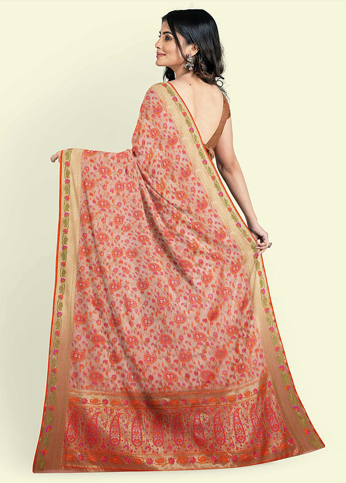 Peach Cotton Saree With Blouse Piece - Indian Silk House Agencies