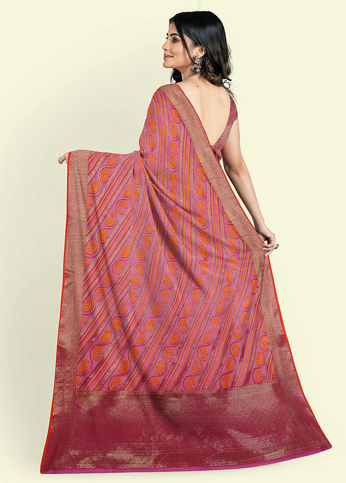 Pink Cotton Saree With Blouse Piece