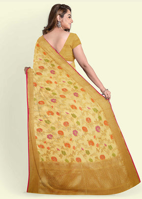 Yellow Cotton Saree With Blouse Piece - Indian Silk House Agencies