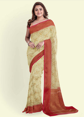 Beige Cotton Saree With Blouse Piece - Indian Silk House Agencies