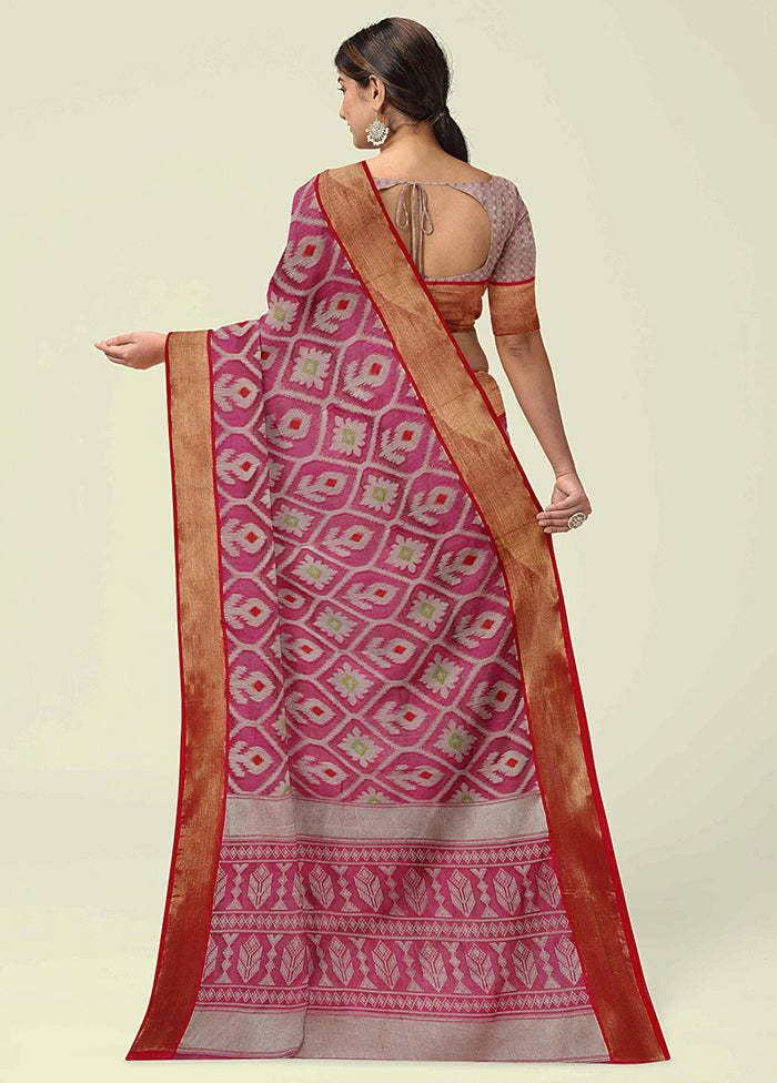 Magenta Cotton Saree With Blouse Piece - Indian Silk House Agencies