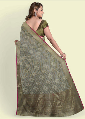 Grey Cotton Saree With Blouse Piece - Indian Silk House Agencies