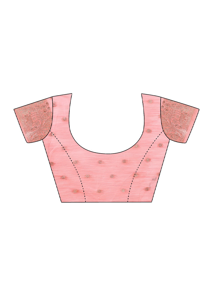 Pink Cotton Saree With Blouse Piece