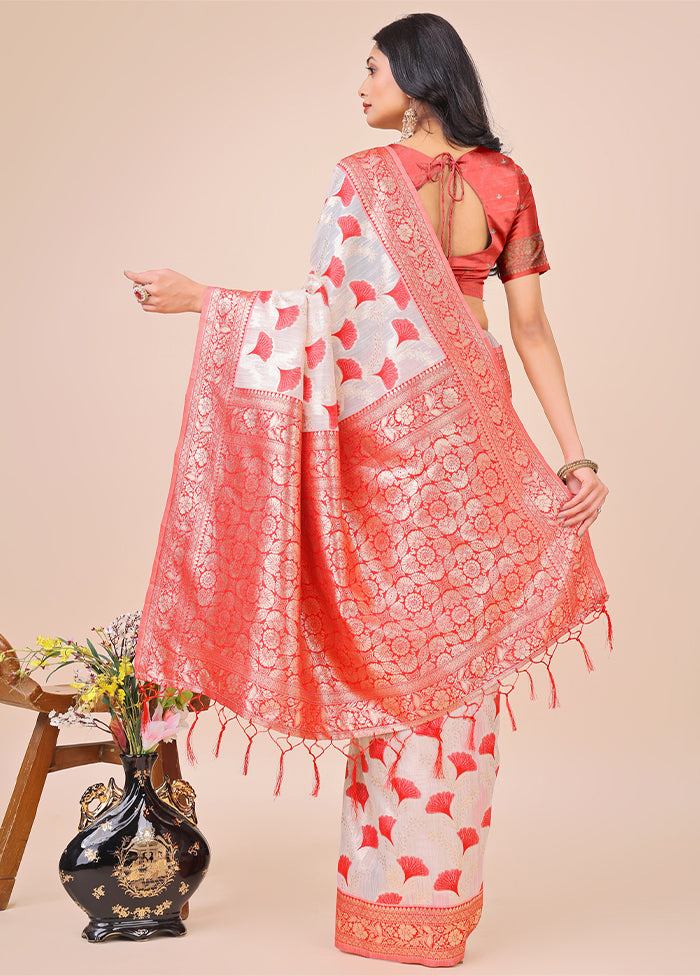 Red Cotton Saree With Blouse Piece