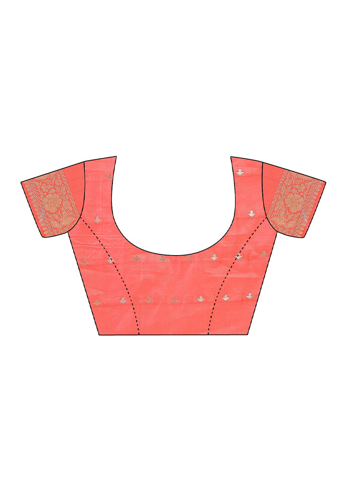 Red Cotton Saree With Blouse Piece