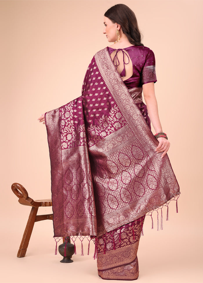 Purple Spun Silk Saree With Blouse Piece