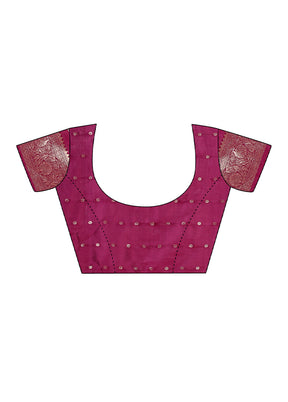 Purple Spun Silk Saree With Blouse Piece