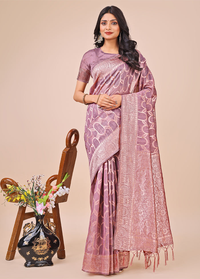 Purple Cotton Saree With Blouse Piece